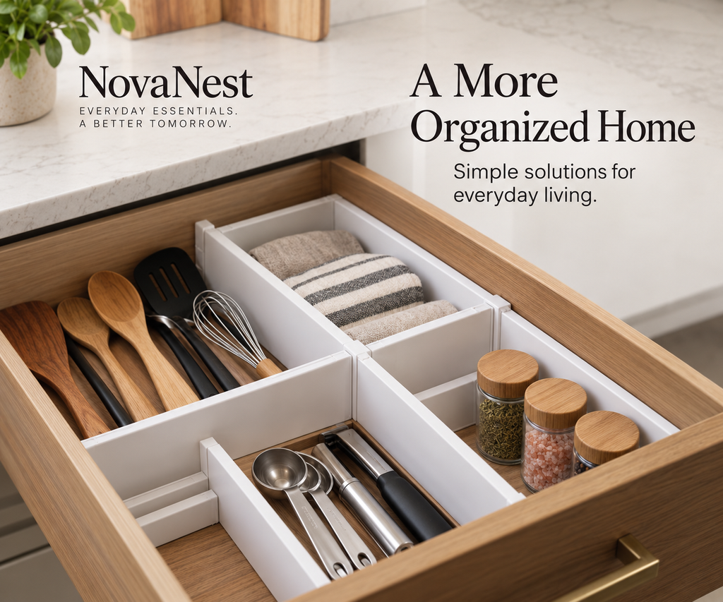 NovaNest Adjustable Drawer Dividers - A More Organized Home